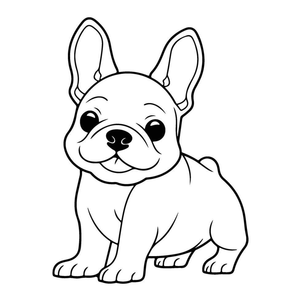 Frans bulldog hond, hand- getrokken tekenfilm karakter, hond icoon. vector