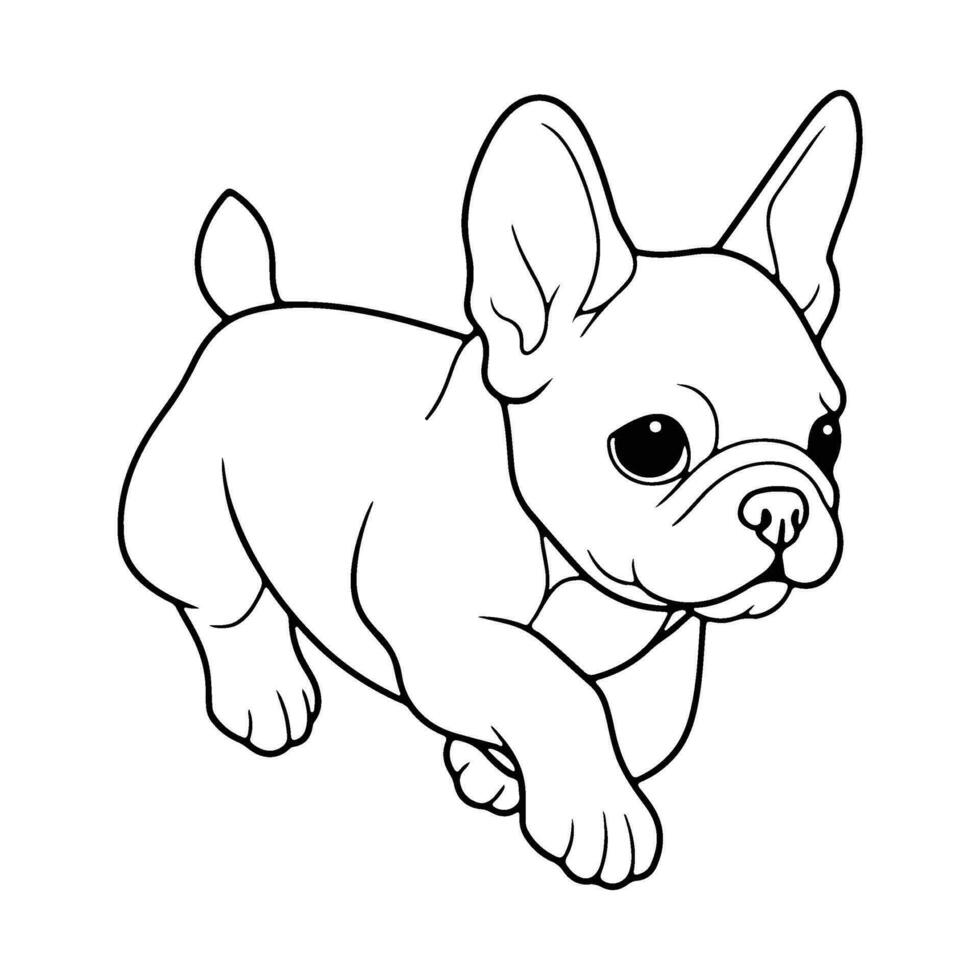 Frans bulldog hond, hand- getrokken tekenfilm karakter, hond icoon. vector