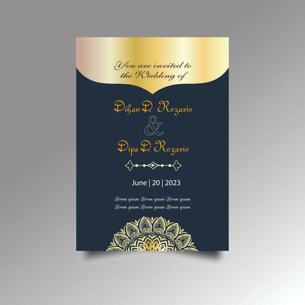 luxe bruiloft uitnodiging kaart ontwerp set. luxe wijnoogst gouden vector uitnodiging kaart sjabloon