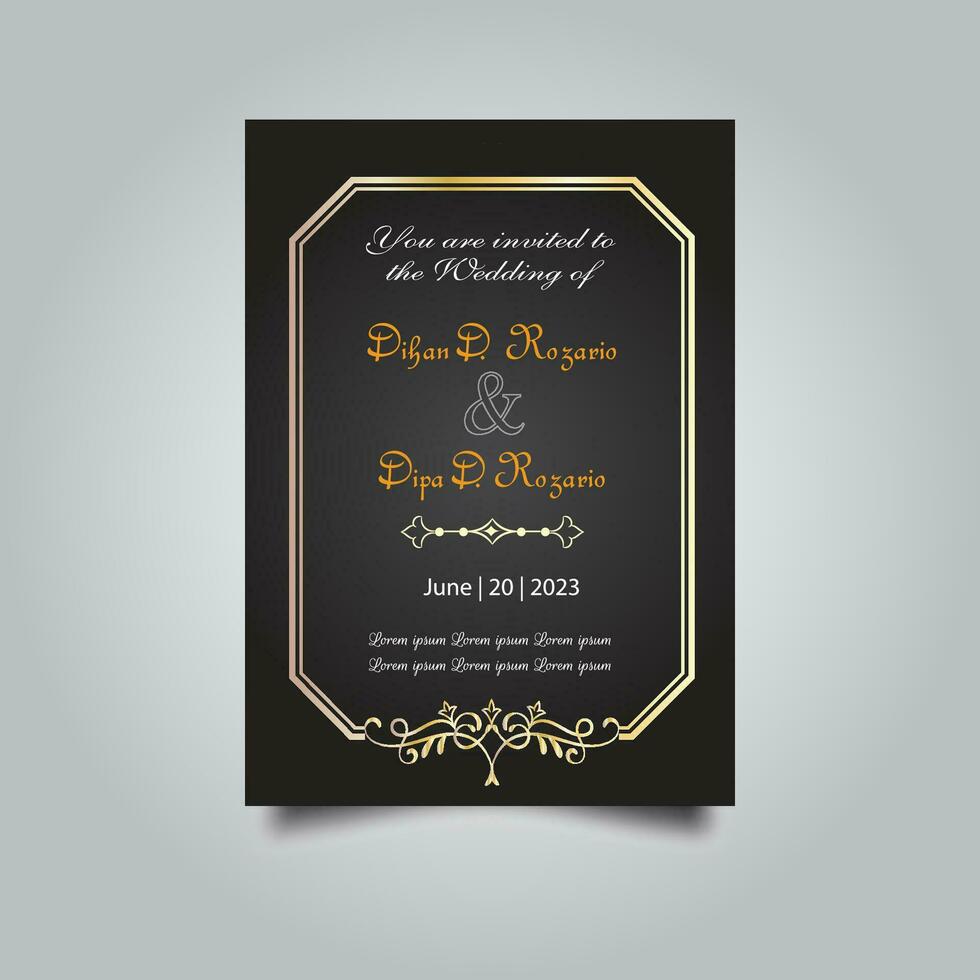 luxe bruiloft uitnodiging kaart ontwerp set. luxe wijnoogst gouden vector uitnodiging kaart sjabloon