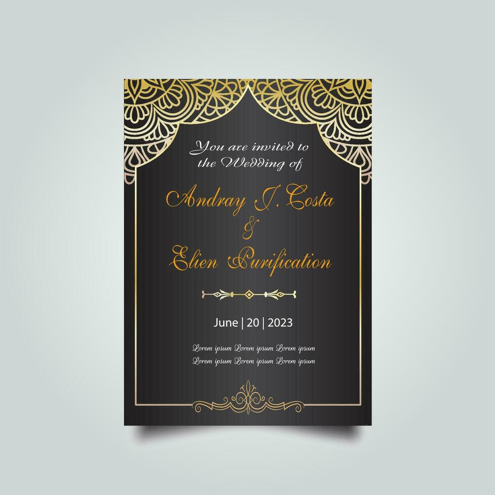 luxe bruiloft uitnodiging kaart ontwerp set. luxe wijnoogst gouden vector uitnodiging kaart sjabloon