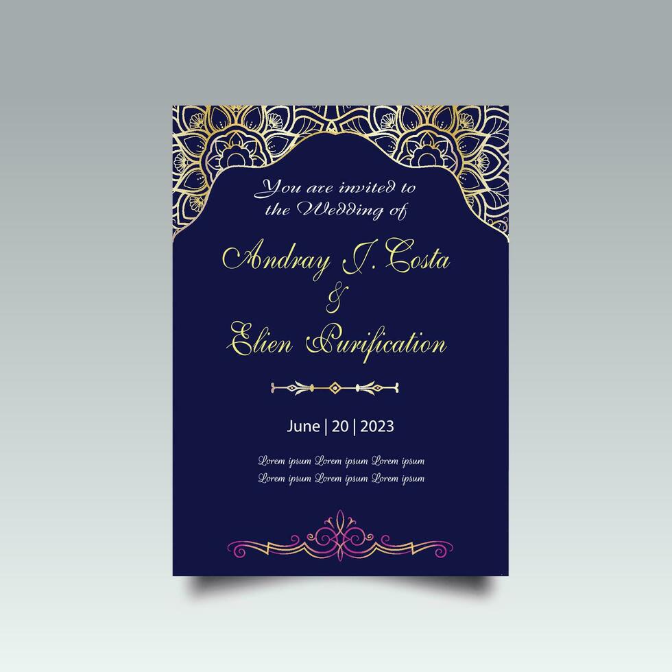 luxe bruiloft uitnodiging kaart ontwerp set. luxe wijnoogst gouden vector uitnodiging kaart sjabloon