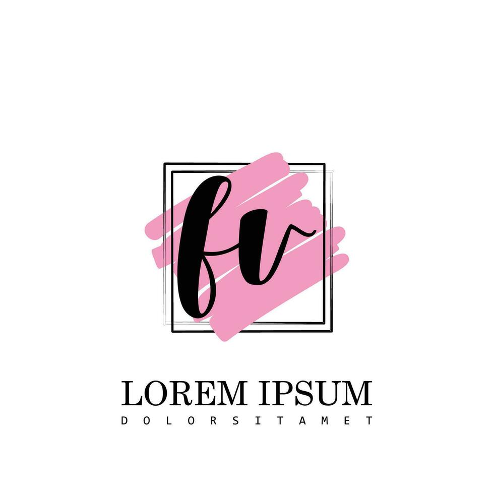 fv eerste brief handschrift logo met plein borstel sjabloon vector