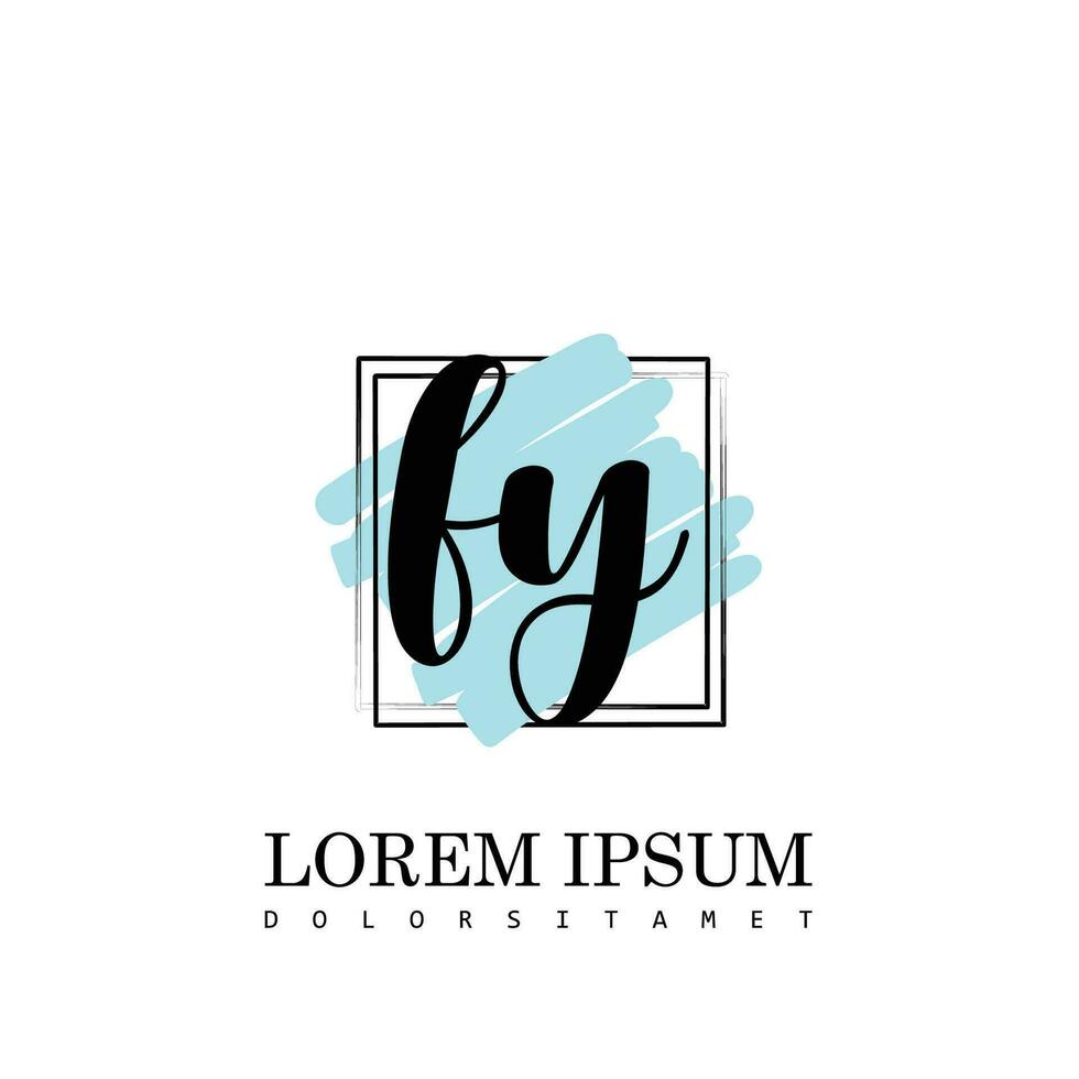 fy eerste brief handschrift logo met plein borstel sjabloon vector