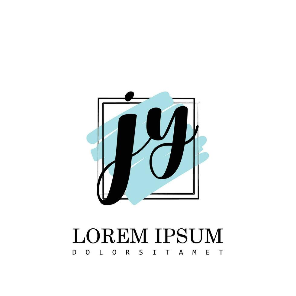 jy eerste brief handschrift logo met plein borstel sjabloon vector