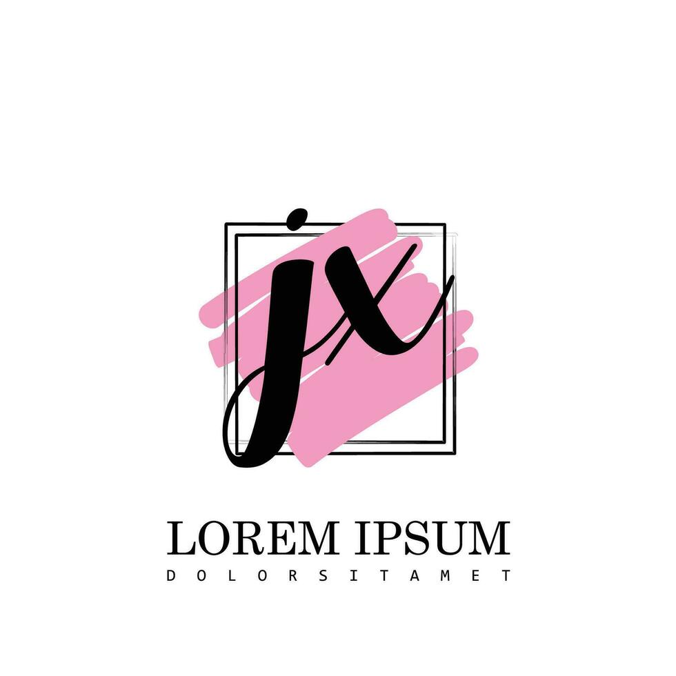 jx eerste brief handschrift logo met plein borstel sjabloon vector