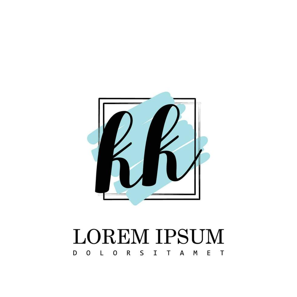 kk eerste brief handschrift logo met plein borstel sjabloon vector