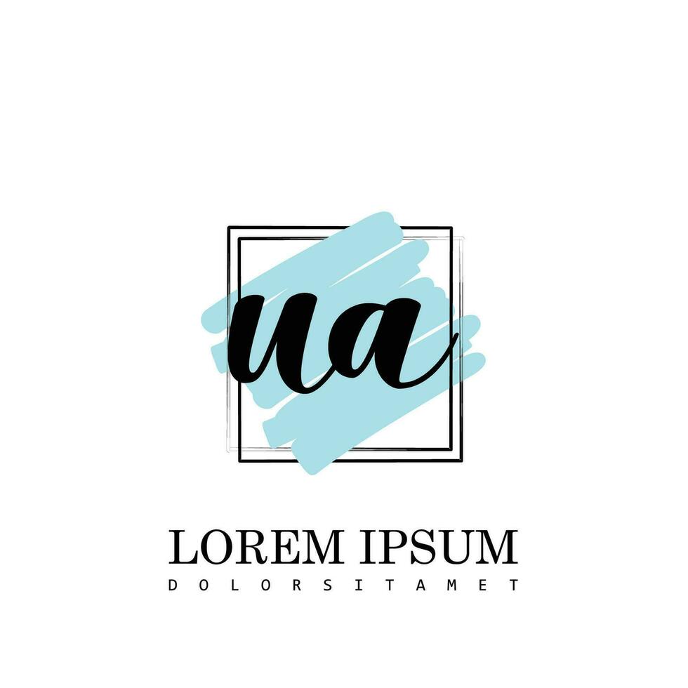 ua eerste brief handschrift logo met plein borstel sjabloon vector