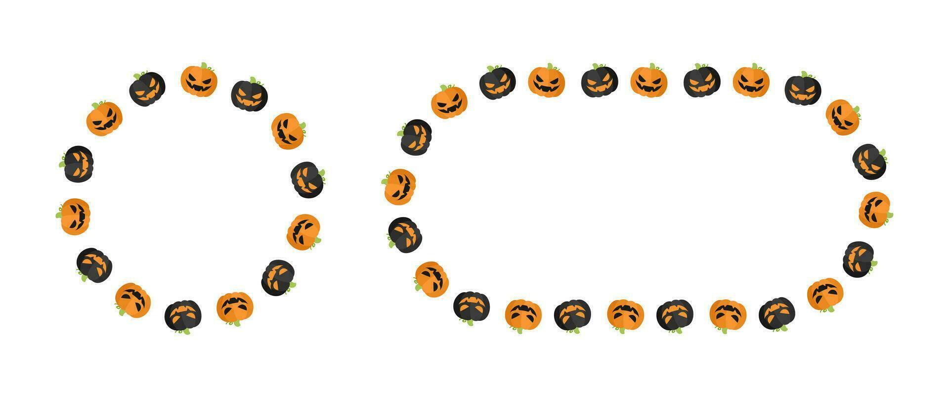 jack O lantaarn pompoen halloween kader grens set. sociaal media post kaart sjabloon vector illustratie verzameling.
