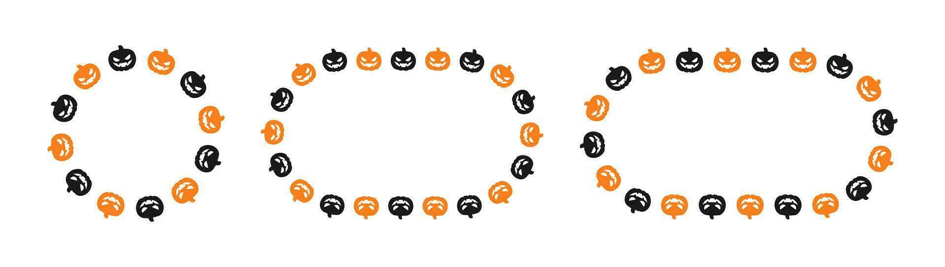 jack O lantaarn pompoen halloween kader grens silhouet set. sociaal media post kaart sjabloon vector illustratie.
