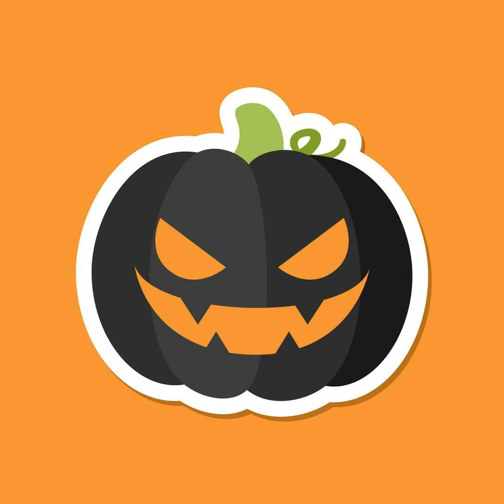 eng spookachtig onheil pompoen jack O lantaarn sticker ontwerp. traditioneel decoratie symbool van halloween truc of traktatie vakantie viering. vector illustratie.