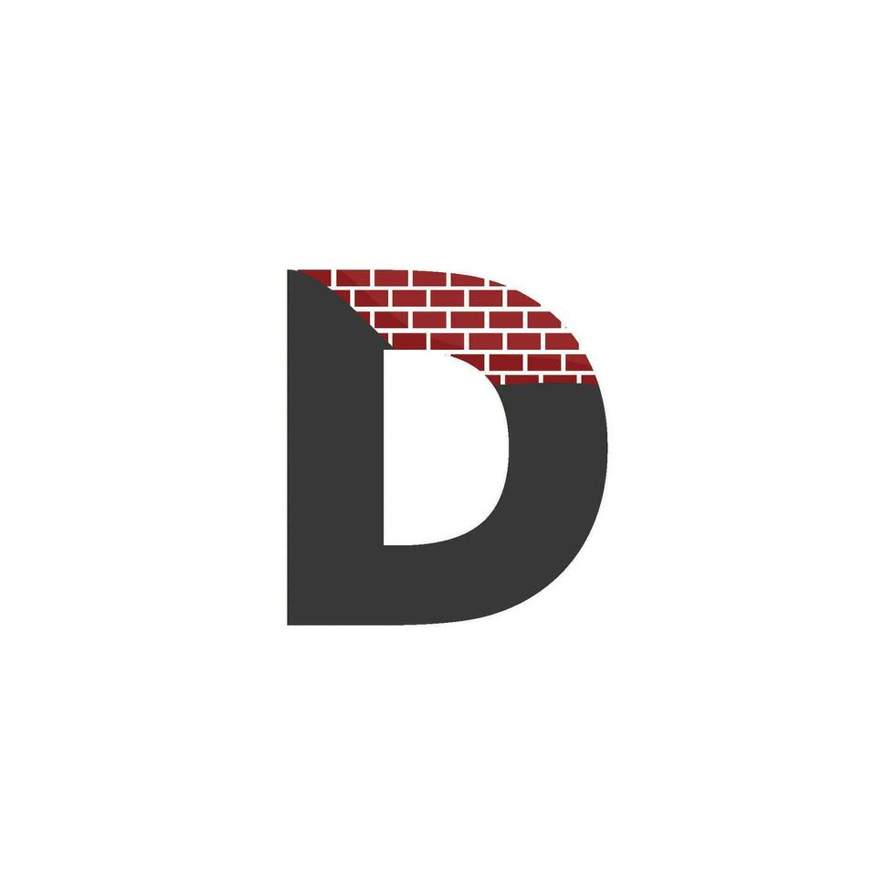 brief d met steen muur logo vector ontwerp gebouw bedrijf, creatief eerste brief en muur logo sjabloon