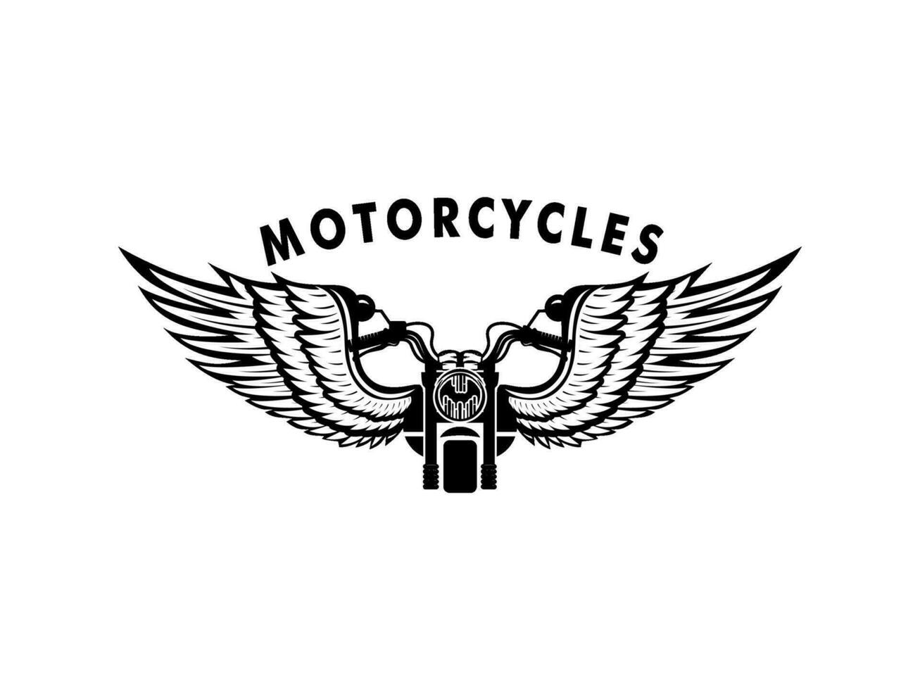 motorfiets wijnoogst met vleugel logo concept in zwart en wit kleuren geïsoleerd vector illustratie