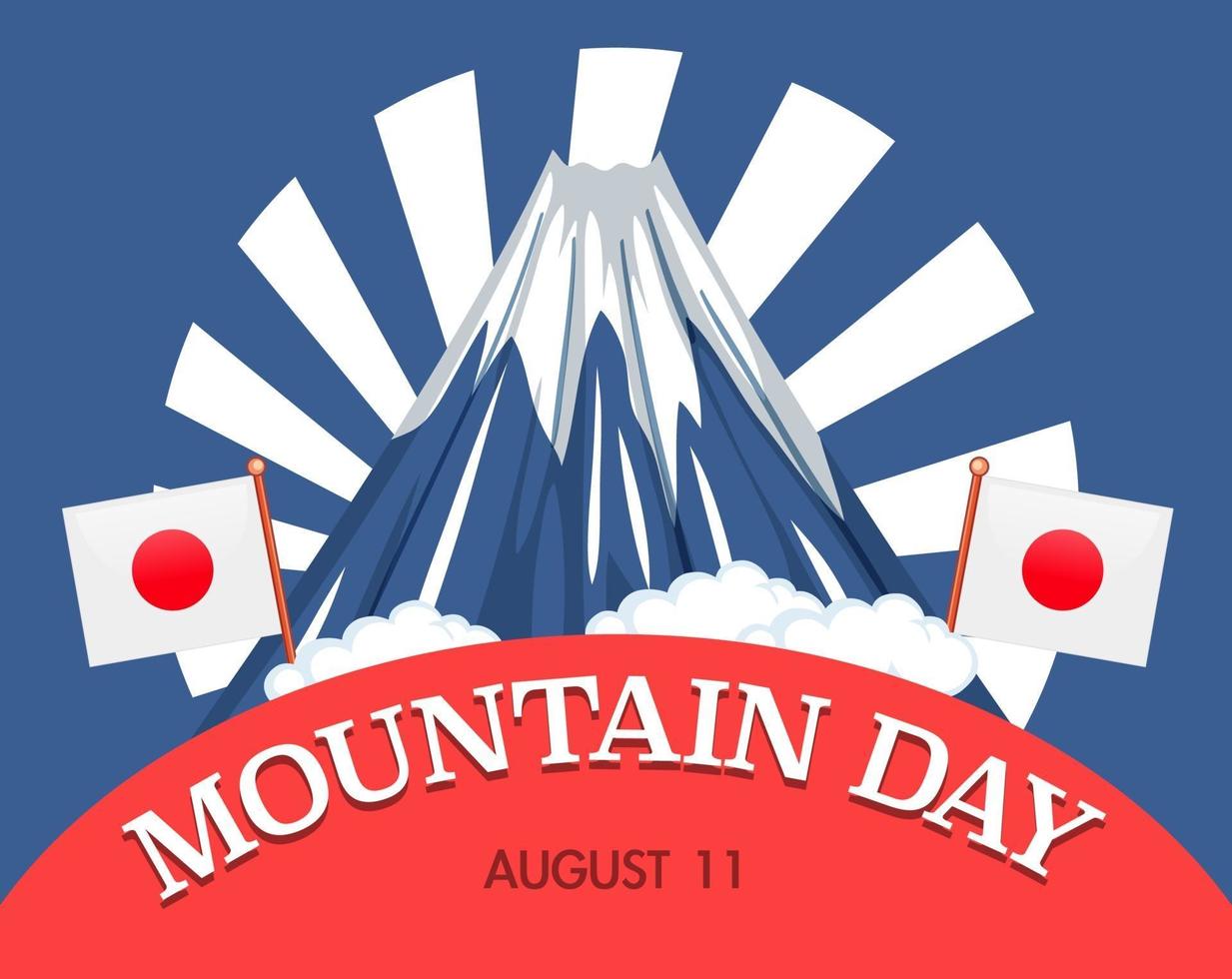 mount fuji met bergdag op 11 augustus lettertypebanner vector