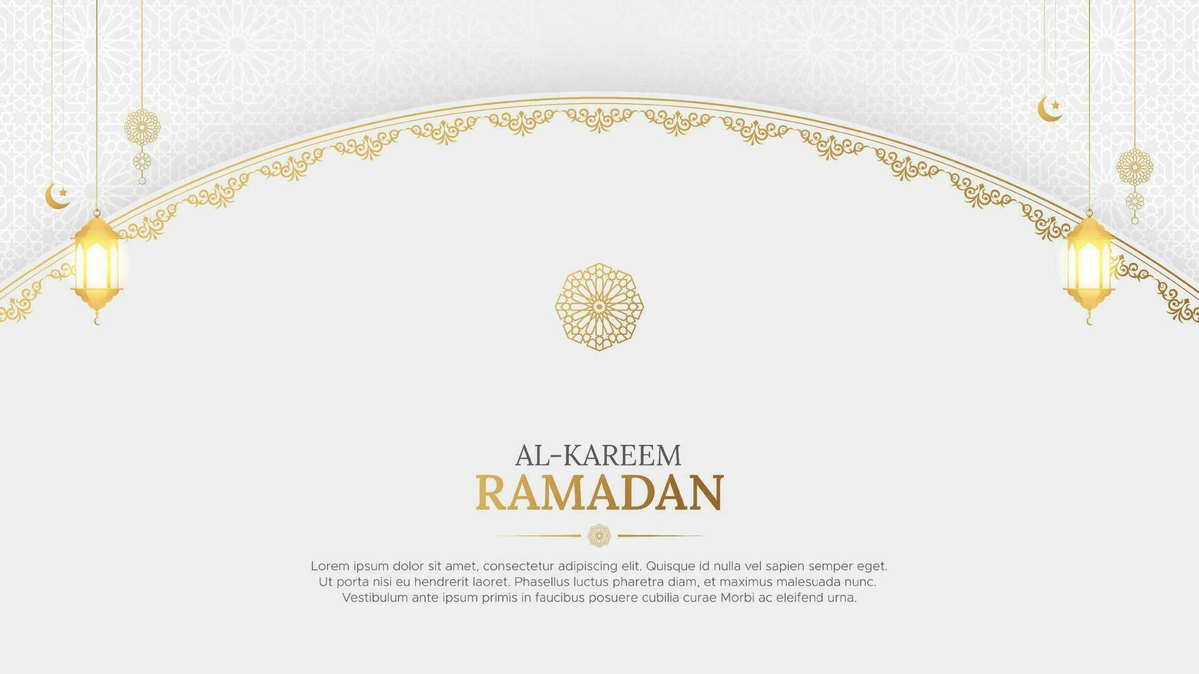 Ramadan kareem Islamitisch wit en gouden achtergrond met Arabisch patroon ornamenten vector