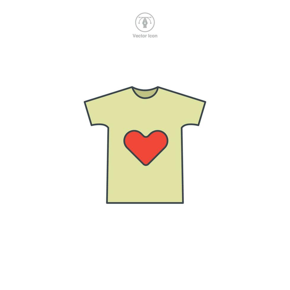 kleren bijdrage. t-shirt met hart icoon symbool vector illustratie geïsoleerd Aan wit achtergrond