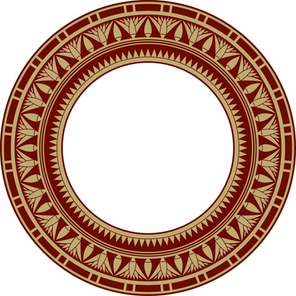 vector oude goud en rood Egyptische ronde ornament. eindeloos nationaal etnisch grens, kader, ring