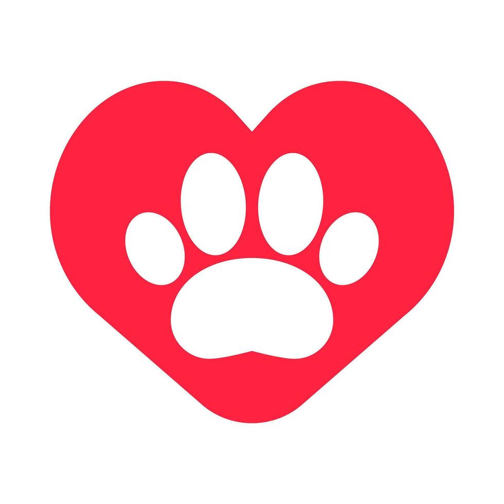 liefde voor dieren. dier bescherming. hond of kat poot en hart pictogrammen. vector. vector