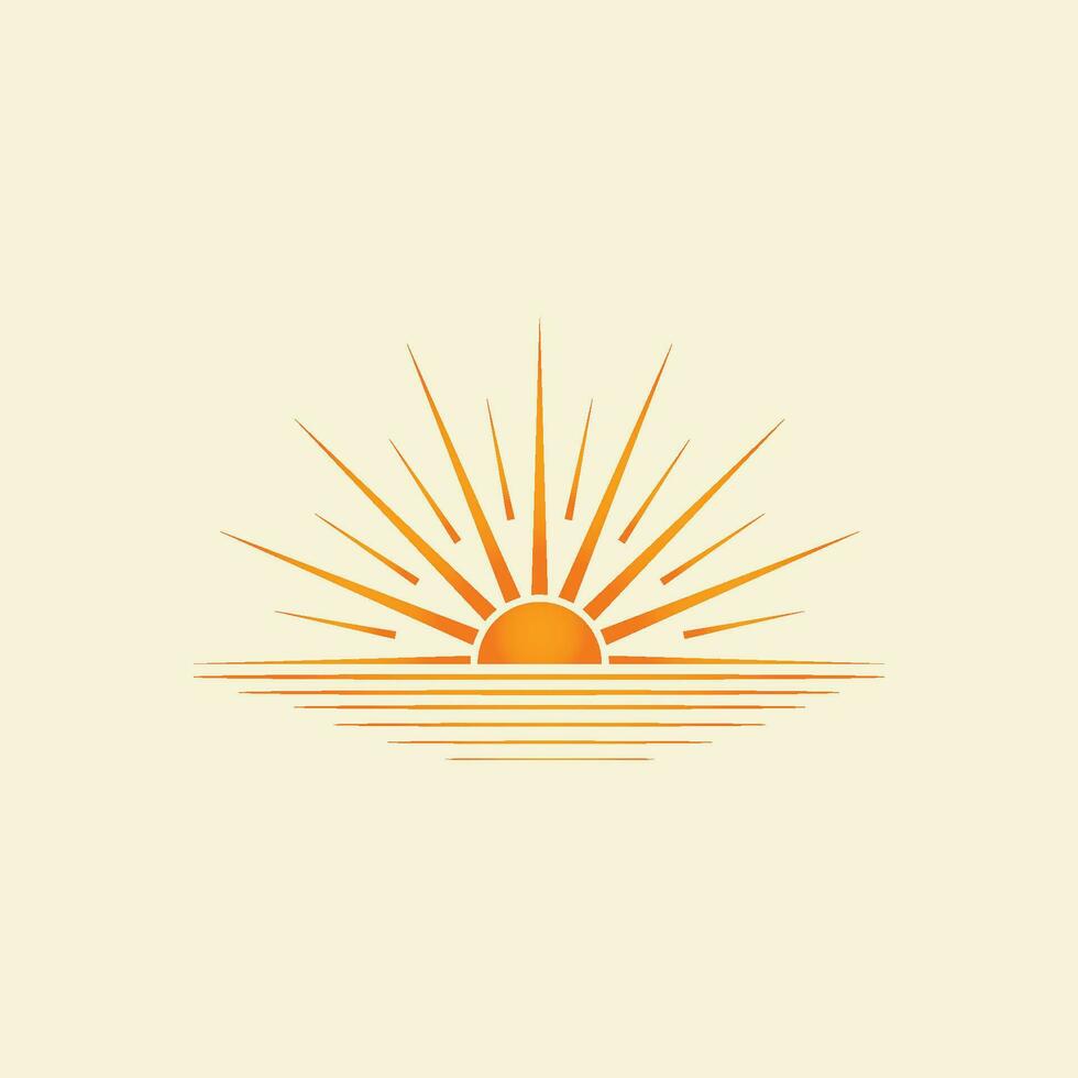 zon logo ontwerp Aan de horizon. zomer teken of symbool. zon icoon vector. illustratie element. vector