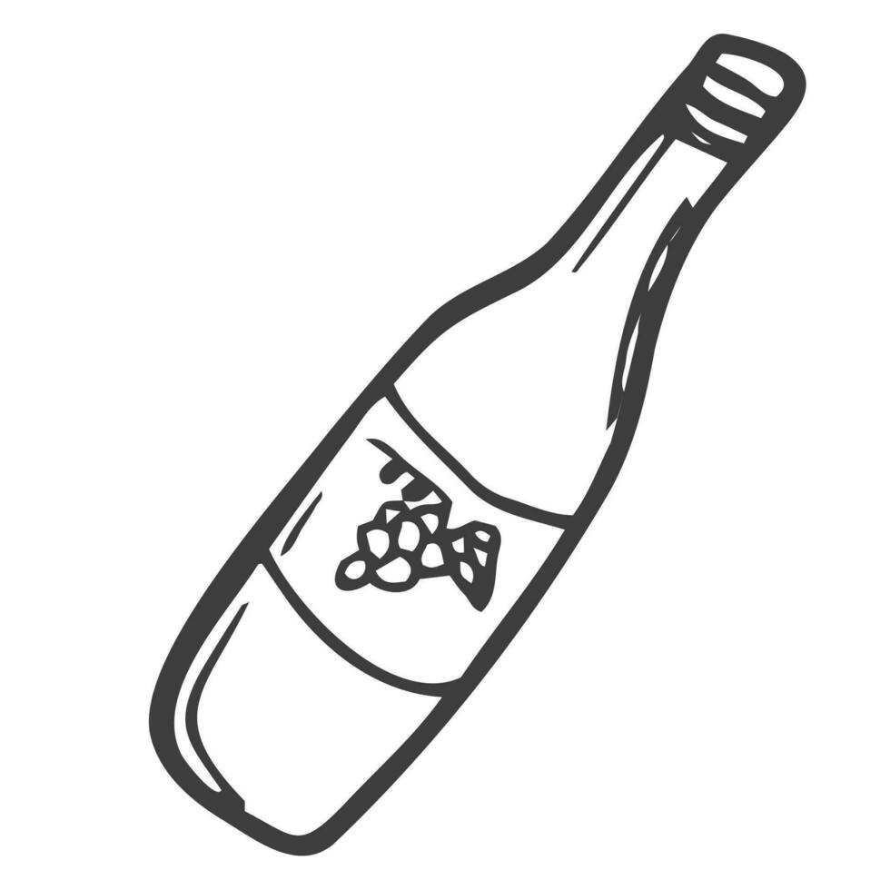 schetsen wijn fles. wijn fles, vector schetsen illustratie