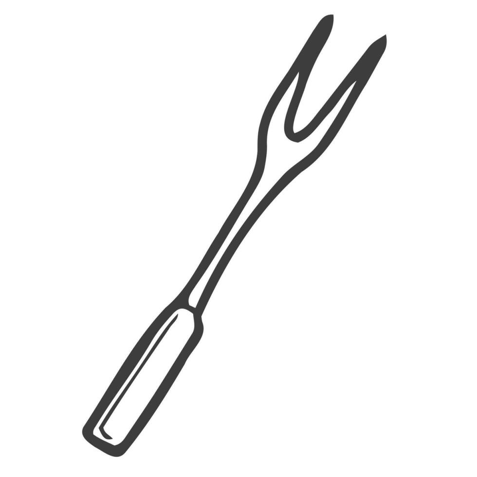 bbq vork tekening icoon vector hand- tekening. barbecue concept
