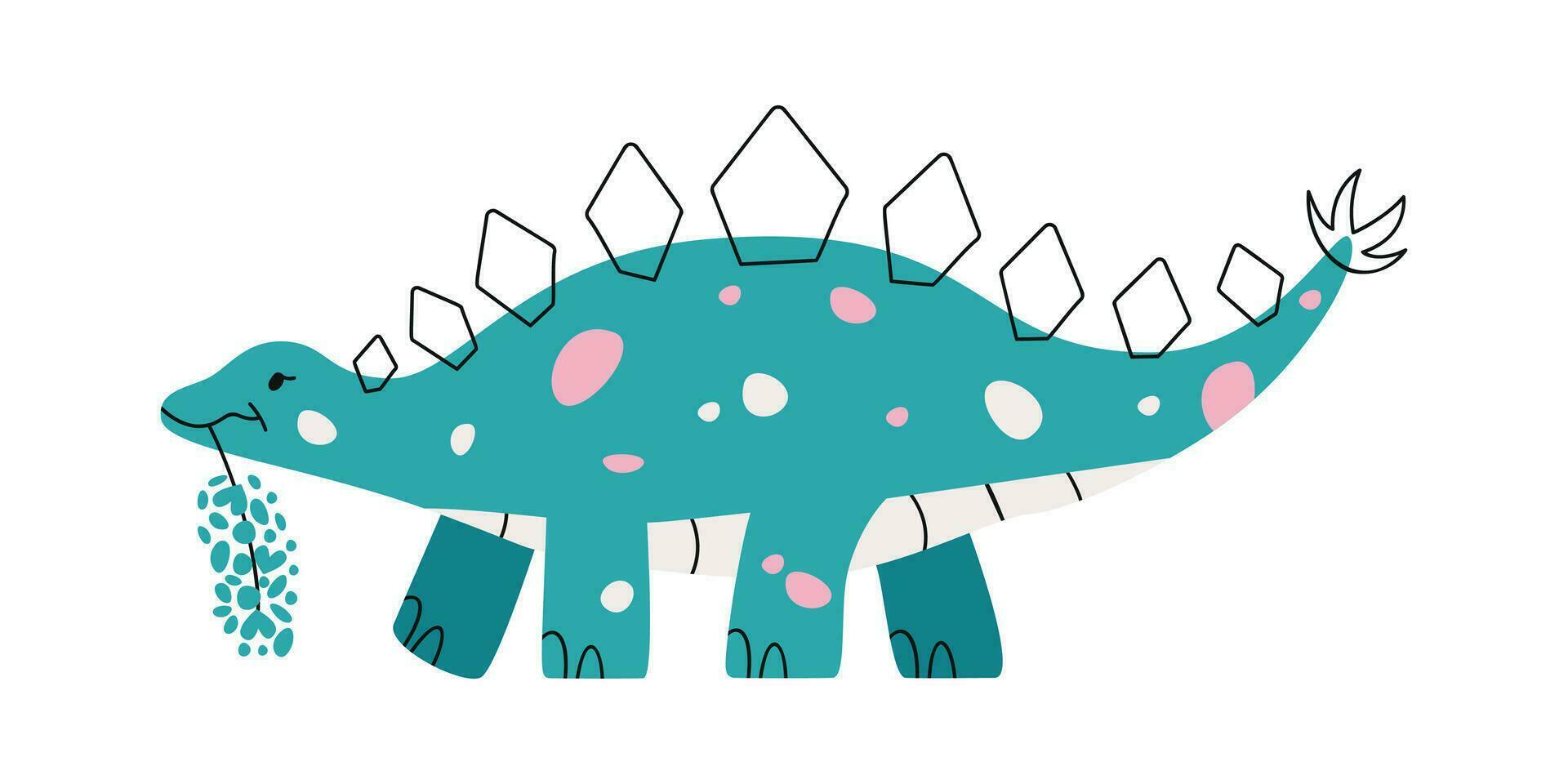 vlak hand- getrokken vector illustratie van stegosaurus dinosaurus