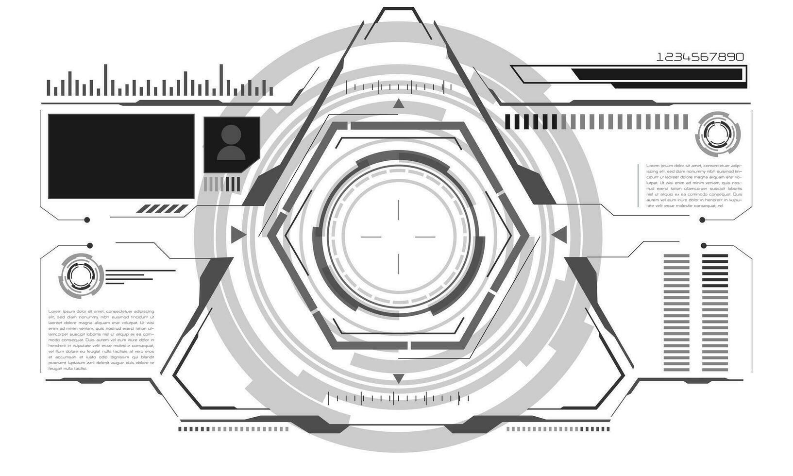 hud sci-fi koppel scherm monochroom visie ontwerp virtueel realiteit futuristische technologie Scherm vector