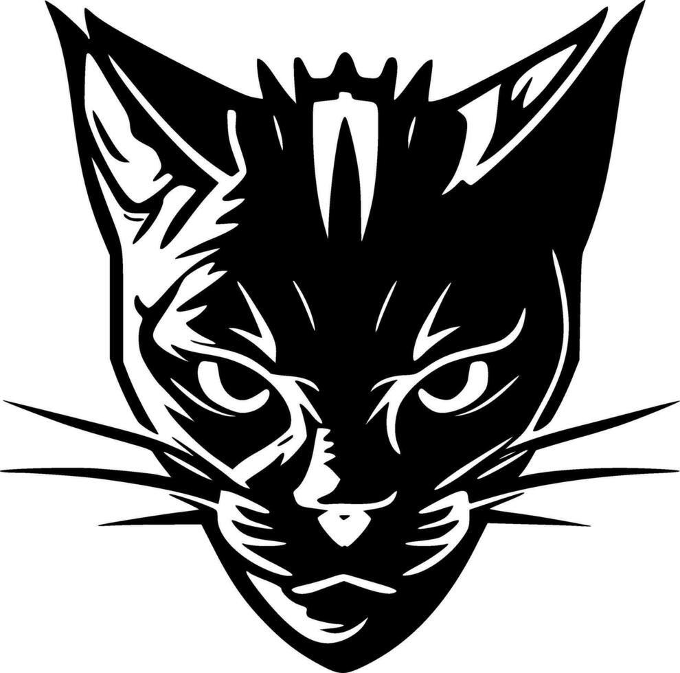 wilde kat, zwart en wit vector illustratie
