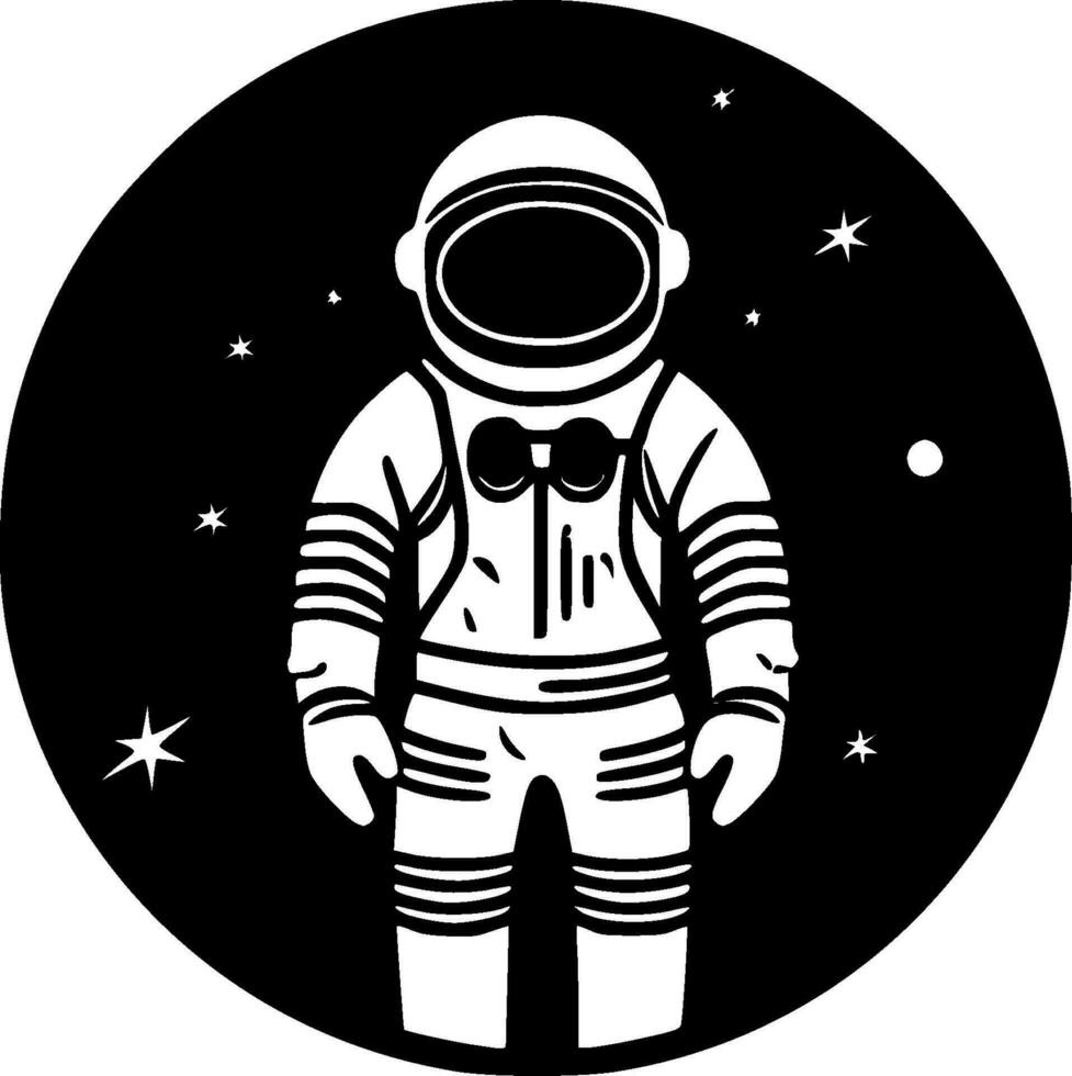 astronaut, zwart en wit vector illustratie