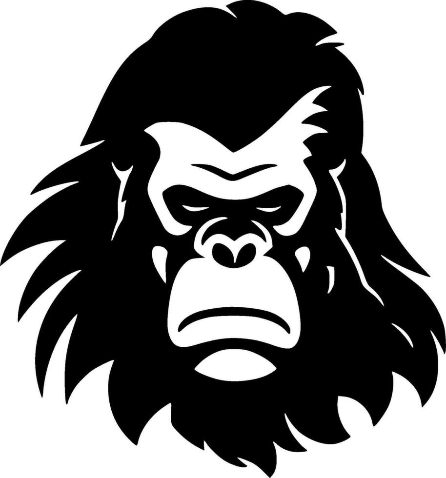 gorilla - zwart en wit geïsoleerd icoon - vector illustratie