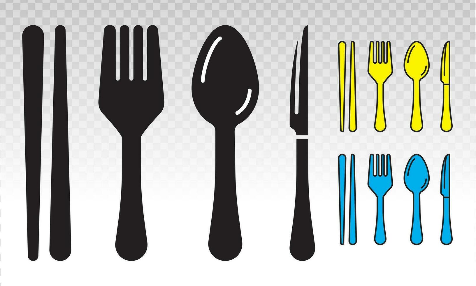 uitrusting dining zilverwerk of serviesgoed vector vlak icoon , lepels, mes, eetstokjes en vork