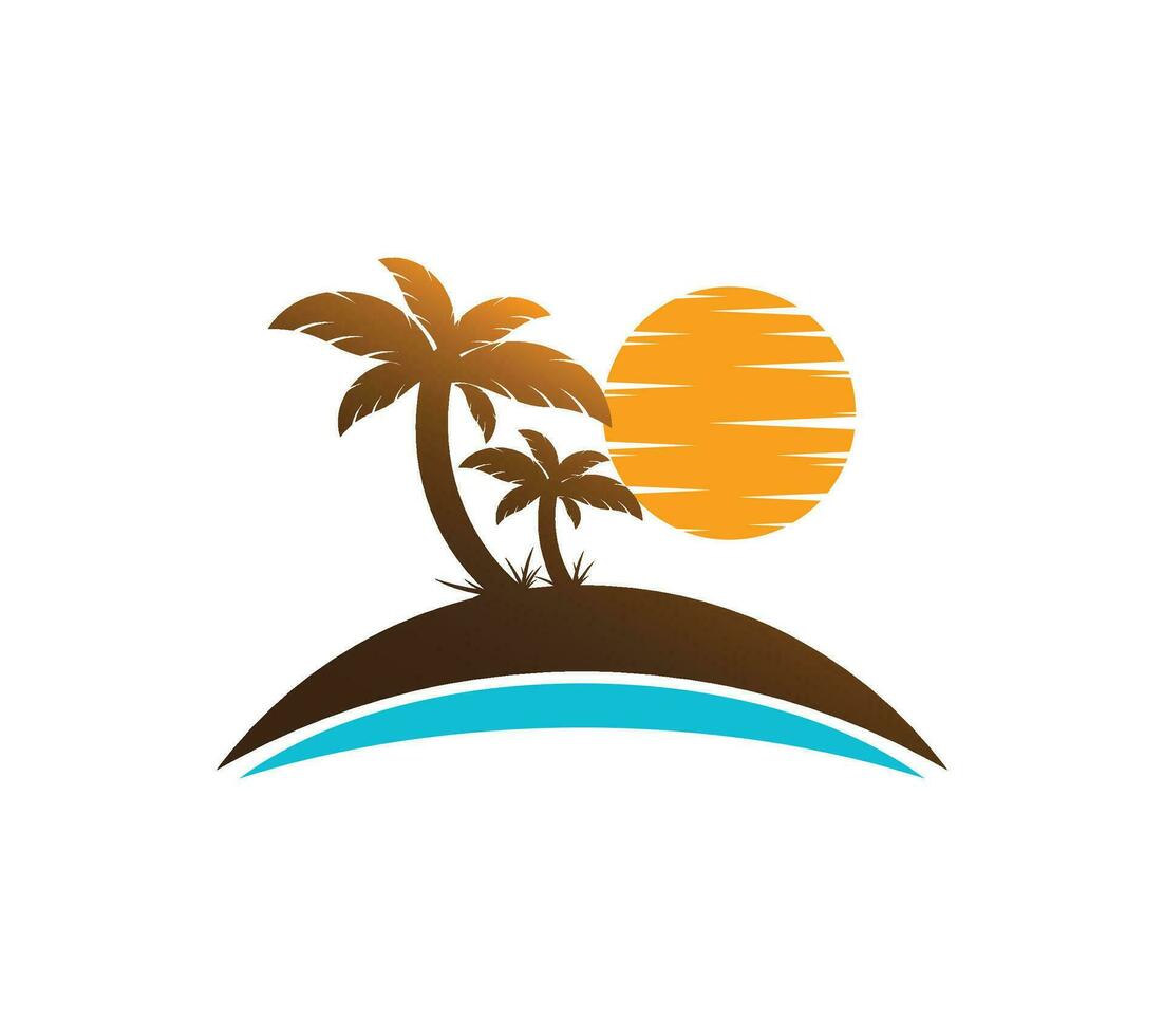 vector ontwerp van palm en zon logo. zomer teken of symbool