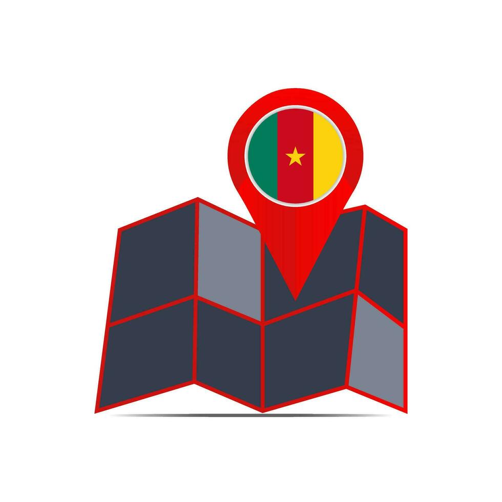 de kaart icoon van Kameroen is geïsoleerd door de land's vlag vector