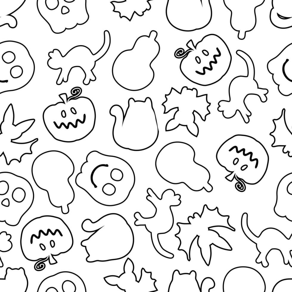 monochroom halloween tekening naadloos patroon. perfect voor tee, papier, textiel en kleding stof. vector