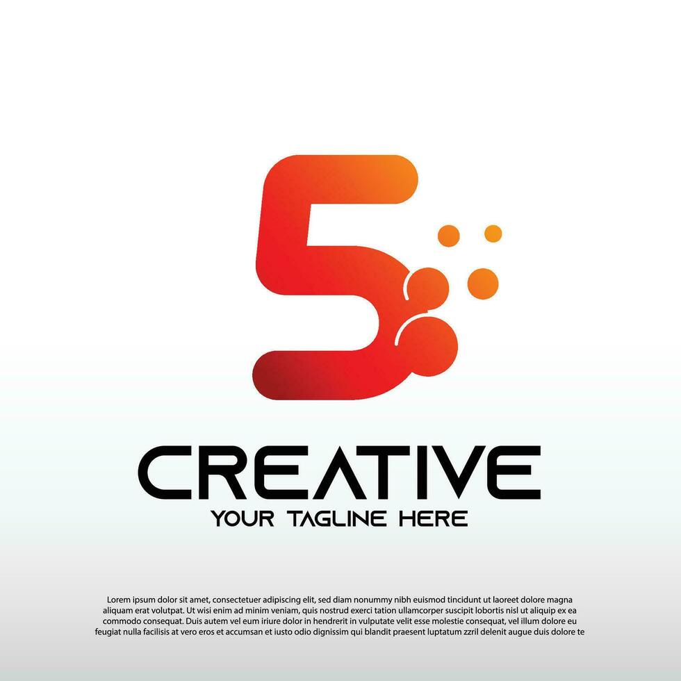 creatief logo met eerste aantal vijf, 5. technologie icoon, illustratie element-vector vector