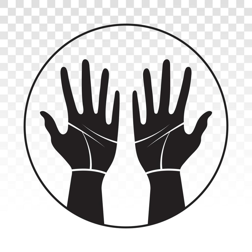 handlijnkundige of handlijnkunde met twee menselijk handen vlak icoon voor apps of websites vector
