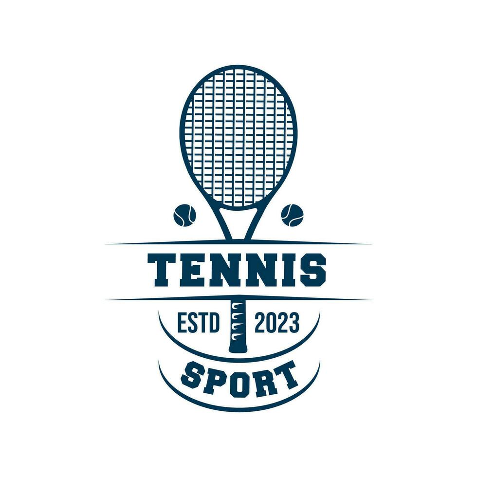 wijnoogst logo tennis vector sjabloon illustratie
