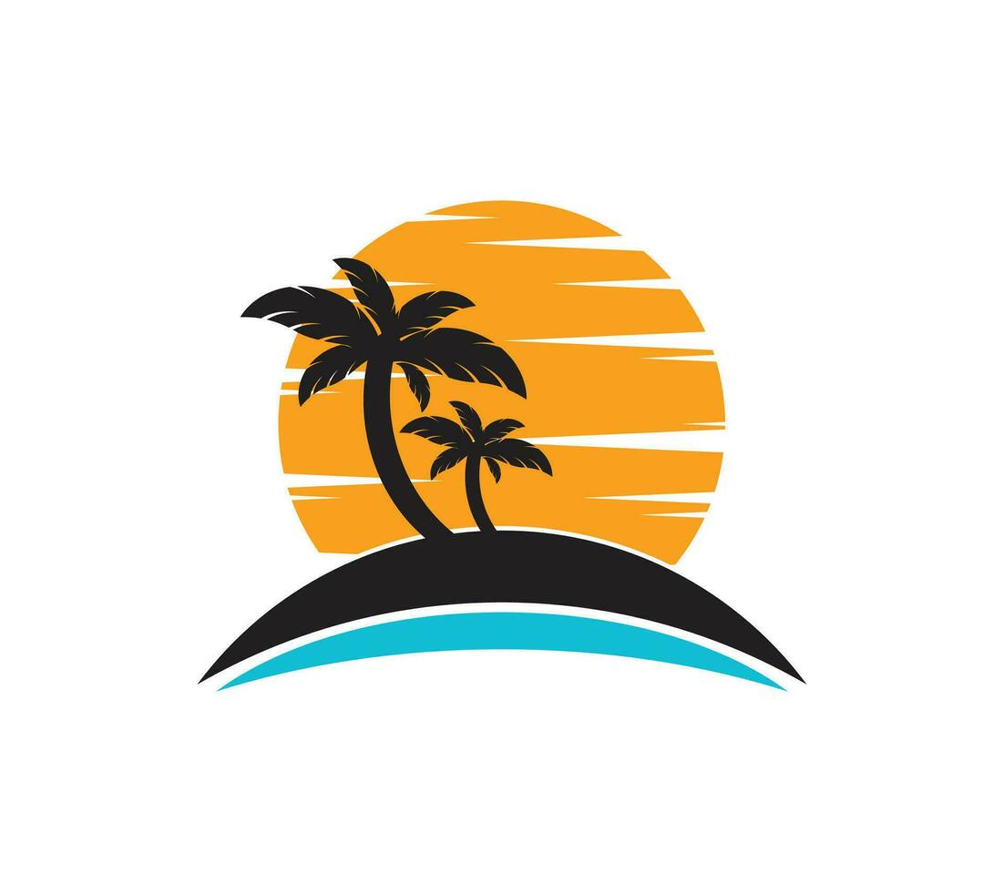 vector ontwerp van palm en zon logo. zomer teken of symbool