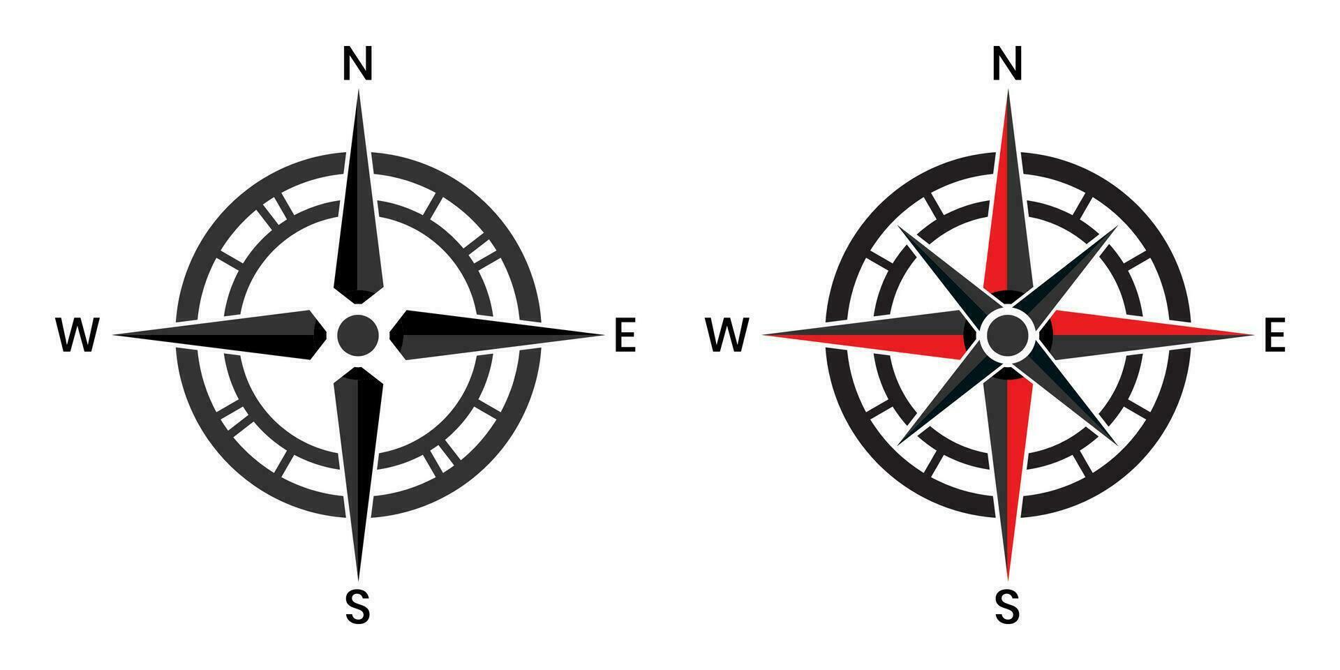 kompas wijzer icoon met wit achtergrond, richting, kaart navigatie symbool. vector