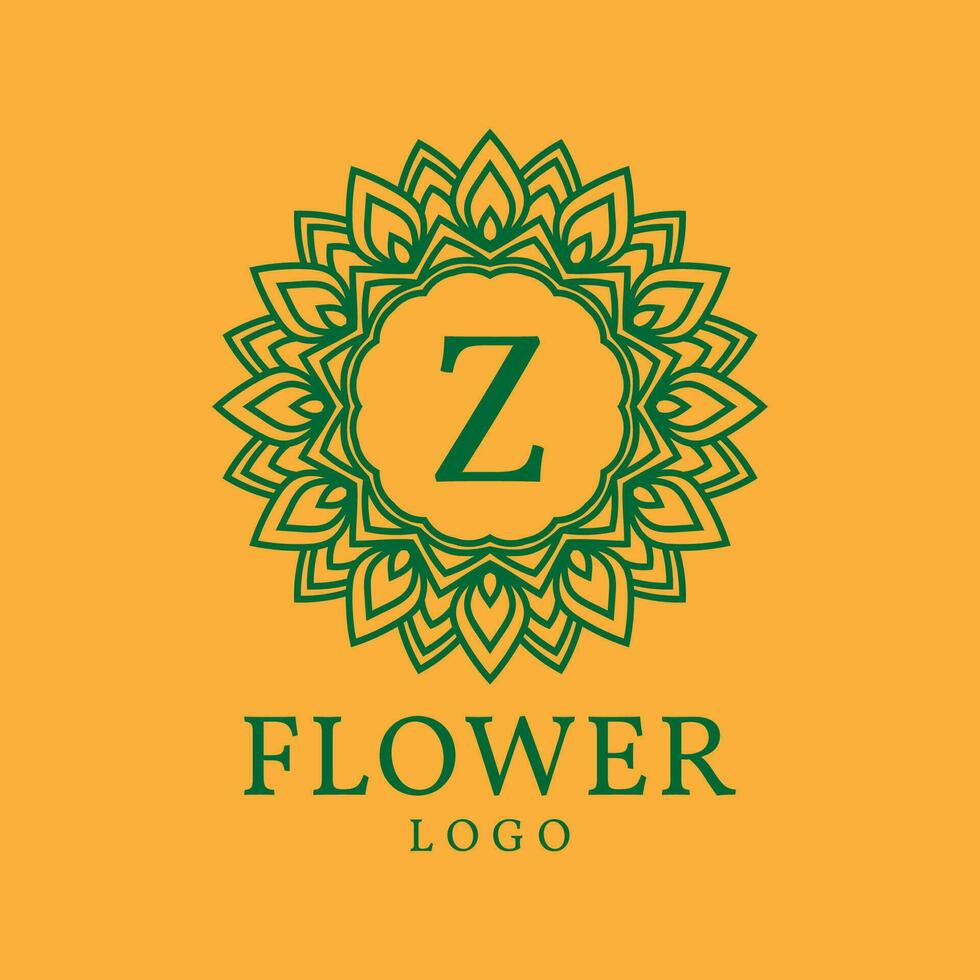 bloem kader brief z eerste vector logo ontwerp