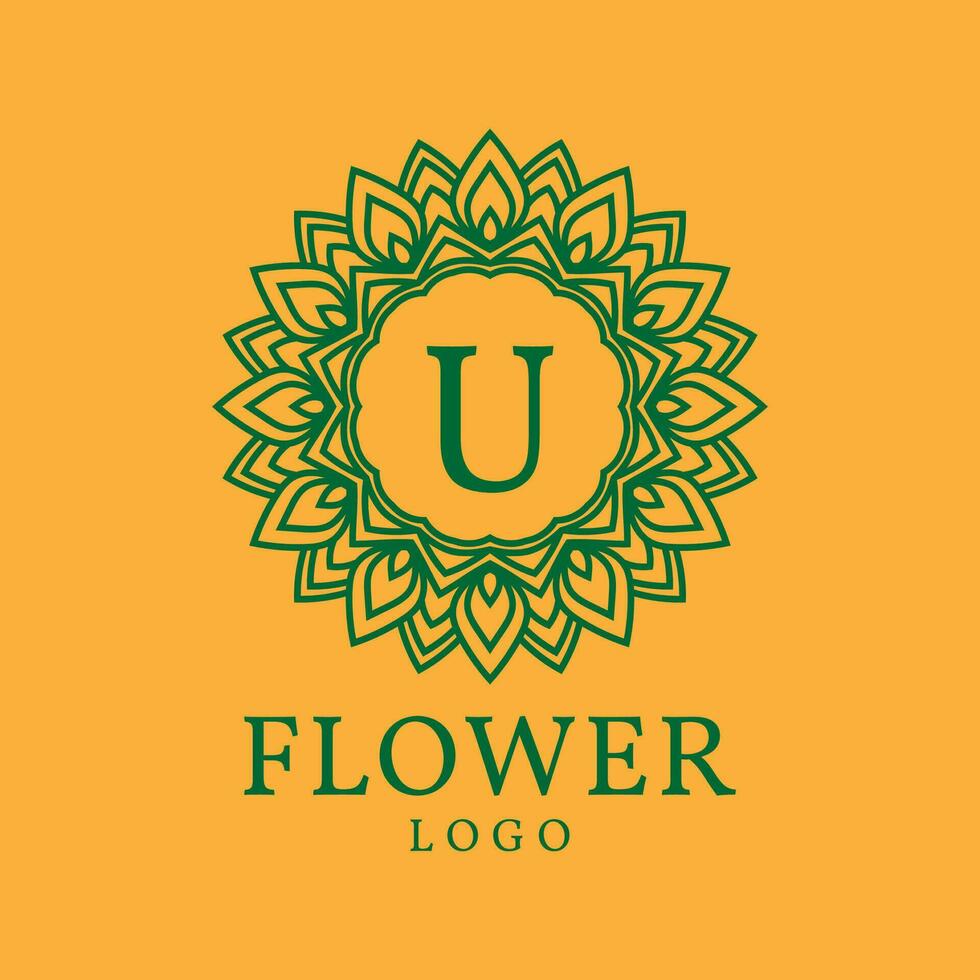 bloem kader brief u eerste vector logo ontwerp