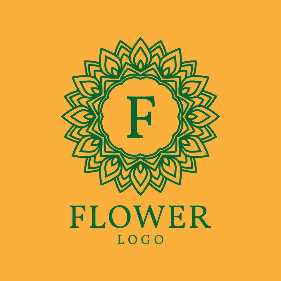 bloem kader brief f eerste vector logo ontwerp