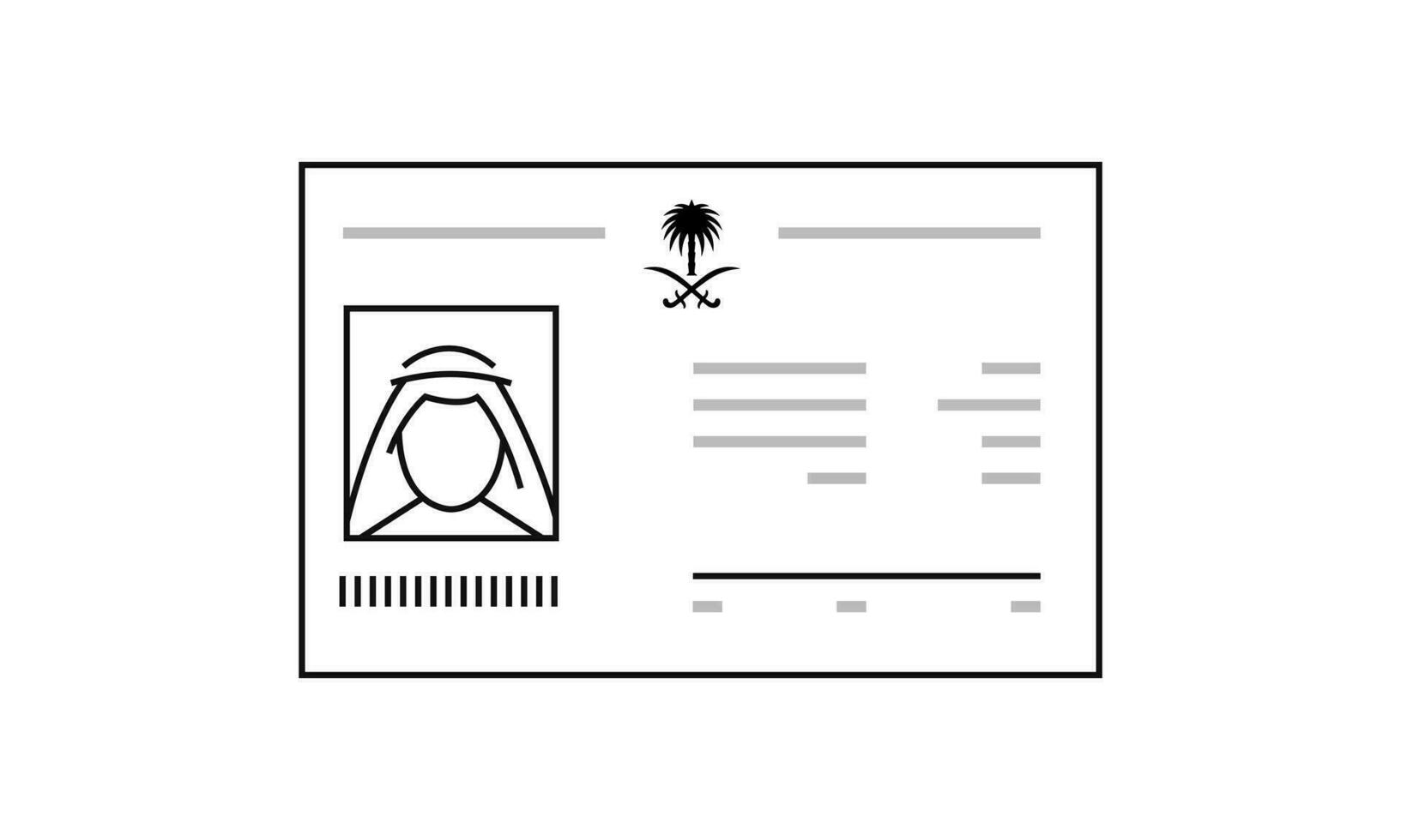 saudi ID kaart kaart lijn icoon. Arabisch persoonlijk document. identiteit inwoner van saudi Arabië. vector illustartion