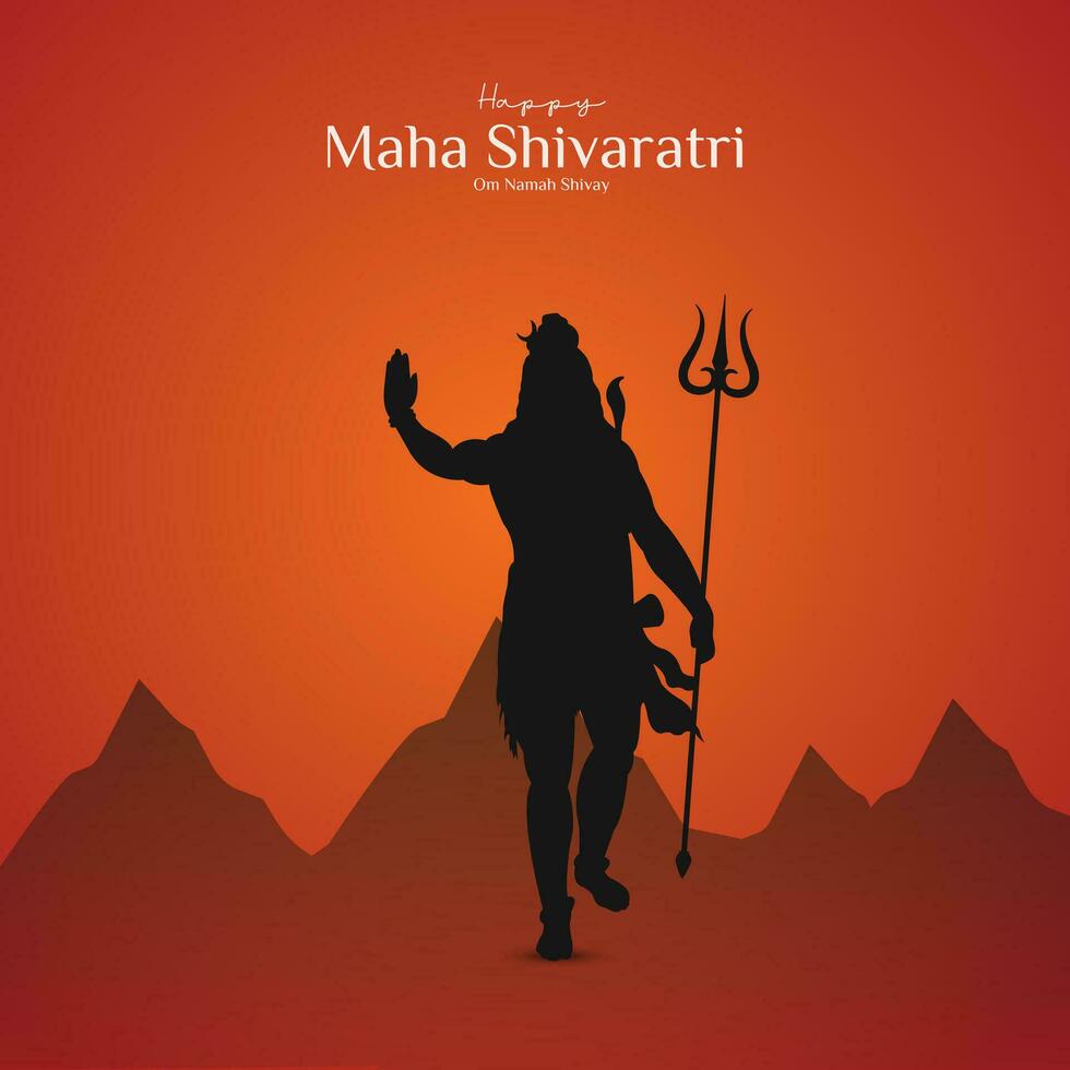 maha shivratri illustratie van heer shiva silhouet ontwerp sociaal media post vector