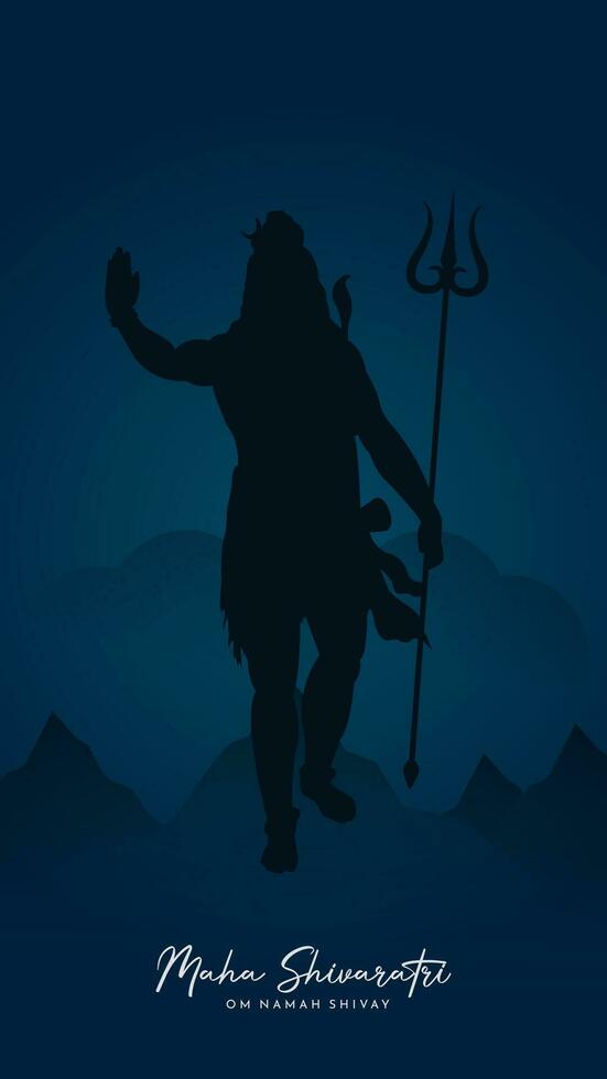 maha shivratri illustratie van heer shiva silhouet ontwerp sociaal media post vector