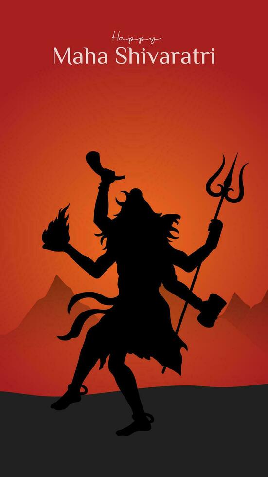 maha shivratri illustratie van heer shiva silhouet ontwerp sociaal media post vector