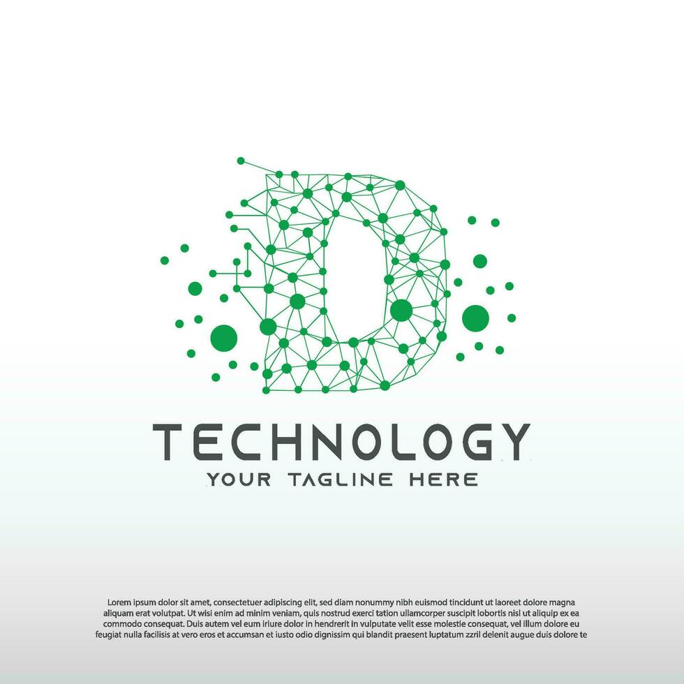 technologie logo met eerste d brief, netwerk icoon -vector vector