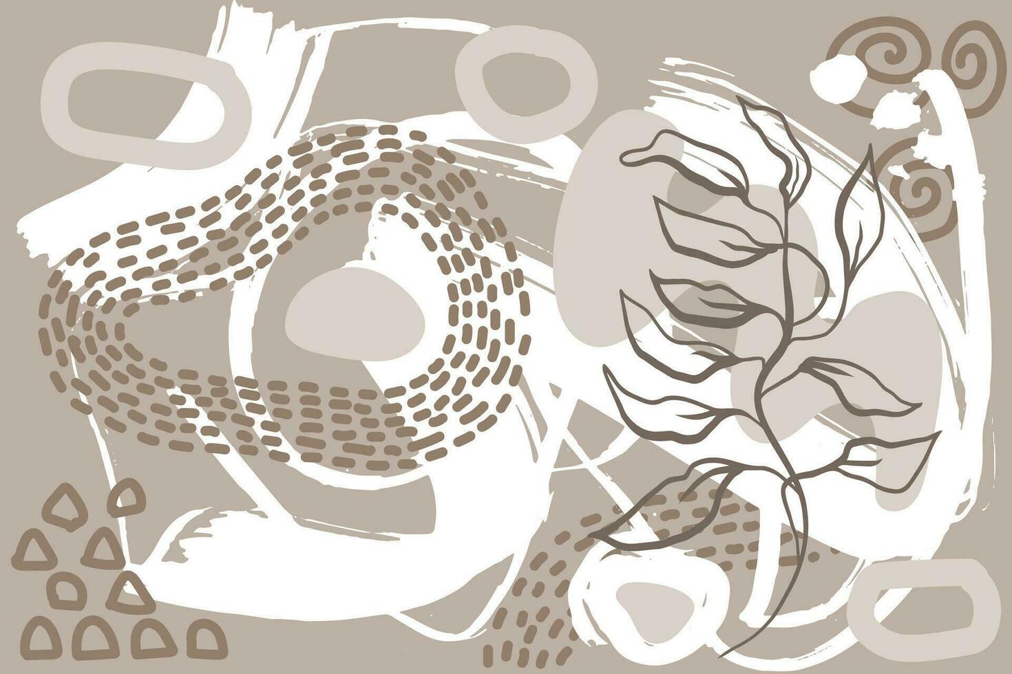 grunge droog borstel abstract hedendaags licht beige bladeren patroon vector