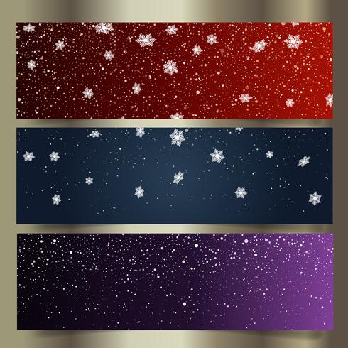 Kerst sneeuwvlok banners vector