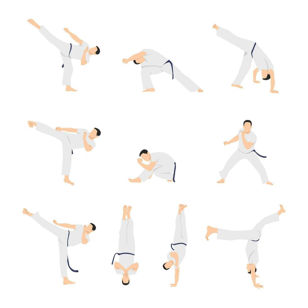 geïsoleerd silhouetten capoeira vechten. vector reeks voor ontwerp